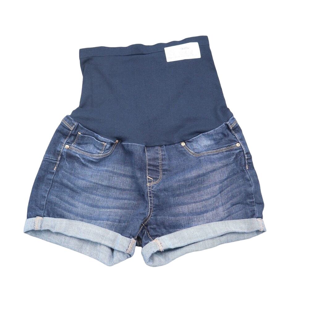 Bella Vida Shorts Womens M Blue Denim Flat Front Casual Maternity Jean Bottoms